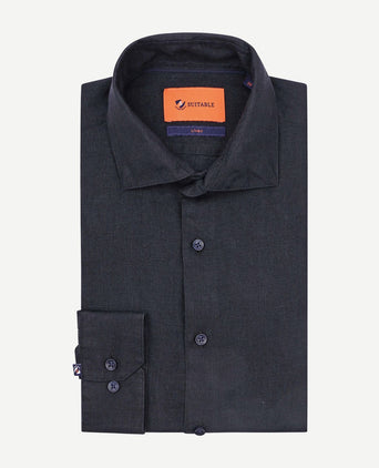 Suitable overhemd linnen donkerblauw | Slim-fit