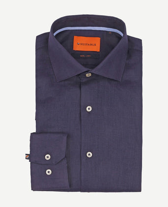 Suitable overhemd linnen donkerblauw | Slim-fit