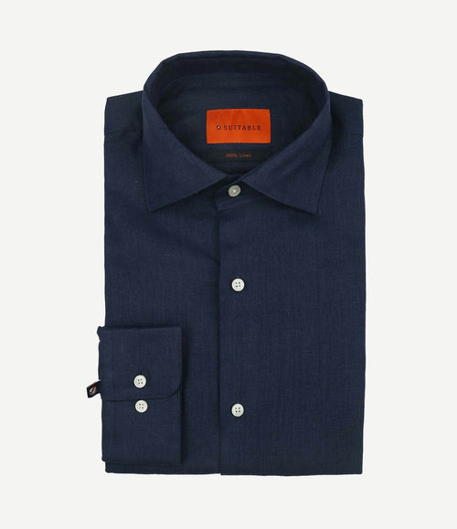 Overhemd linnen donkerblauw