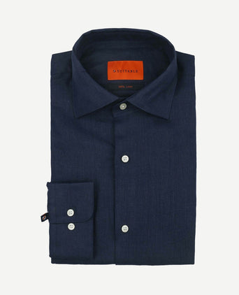 Overhemd linnen donkerblauw