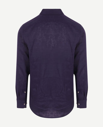 Suitable overhemd linnen donkerblauw | Slim-fit