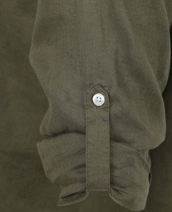 Suitable overhemd linnen olijfgroen