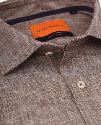 Suitable overhemd linnen taupe | Slim-fit