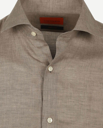 Suitable overhemd linnen taupe