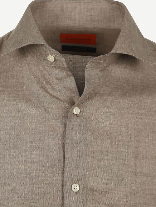 Suitable overhemd linnen taupe
