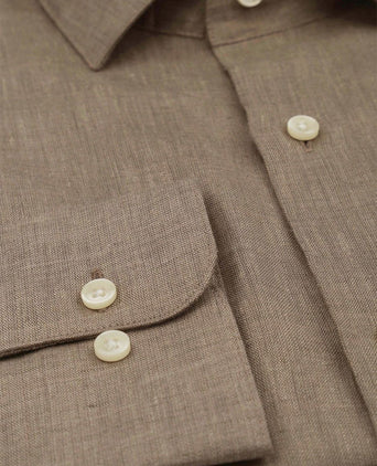 Suitable overhemd linnen taupe