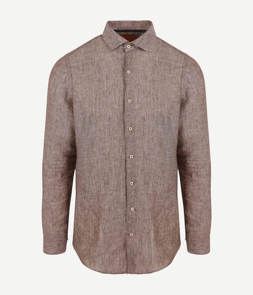 Suitable overhemd linnen taupe | Slim-fit