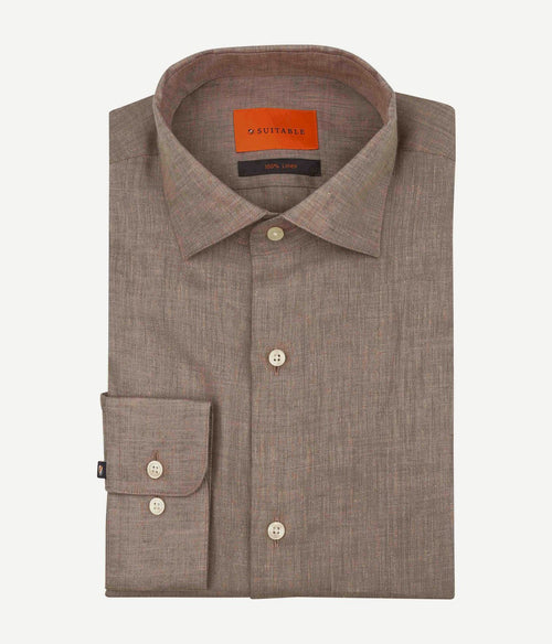 Suitable overhemd linnen taupe