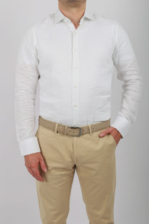 Suitable overhemd linnen wit | Slim-fit