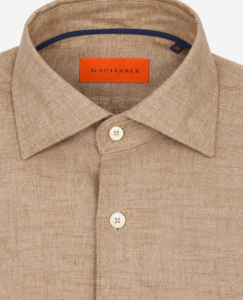 Overhemd melange camel