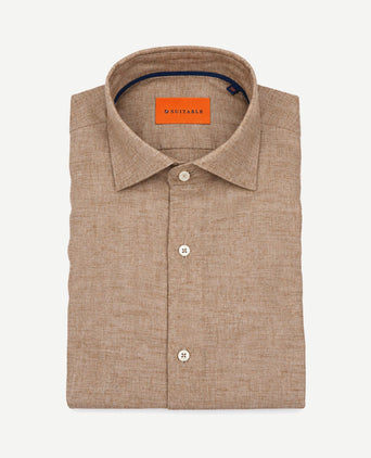 Overhemd melange camel