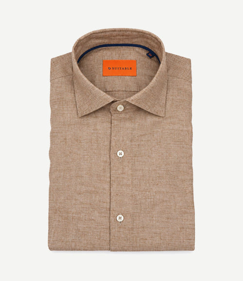 Overhemd melange camel