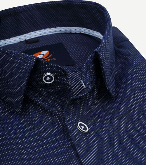 Suitable overhemd melange donkerblauw
