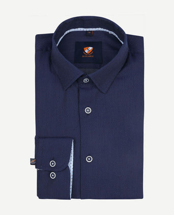 Suitable overhemd melange donkerblauw