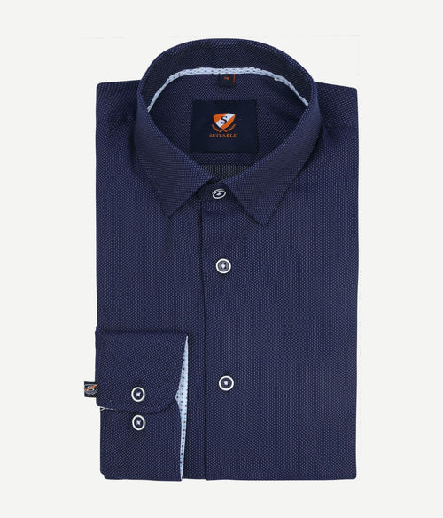 Suitable overhemd melange donkerblauw