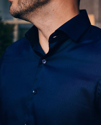 Suitable overhemd donkerblauw blauw twill dr-05 | Slim-fit