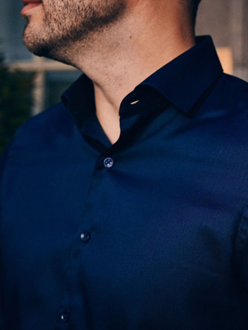 Suitable overhemd donkerblauw blauw twill dr-05 | Slim-fit
