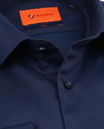 Suitable overhemd donkerblauw blauw twill dr-05 | Slim-fit