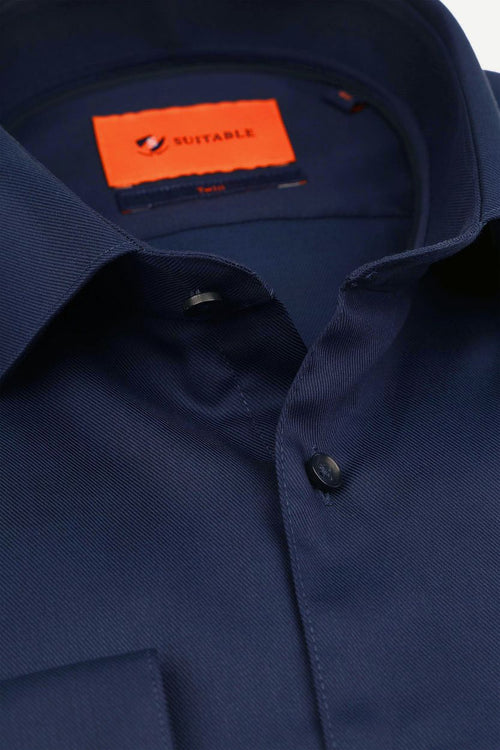 Suitable overhemd donkerblauw blauw twill dr-05 | Slim-fit