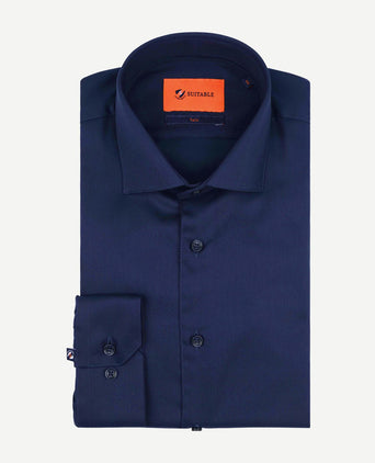 Suitable overhemd donkerblauw blauw twill dr-05 | Slim-fit
