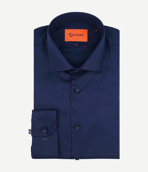 Suitable overhemd donkerblauw blauw twill dr-05 | Slim-fit