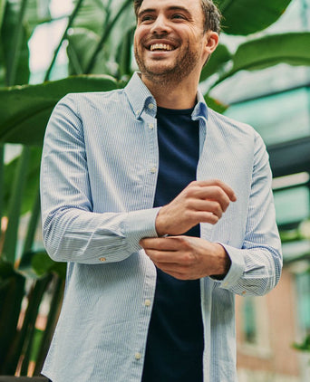 Suitable overhemd Oxford strepen lichtblauw | Slim-fit