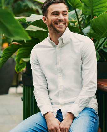 Suitable overhemd Oxford wit | Slim-fit