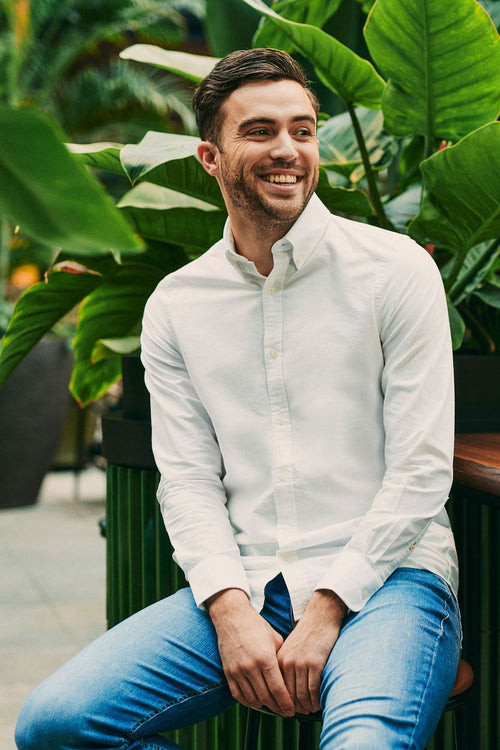 Suitable overhemd Oxford wit | Slim-fit