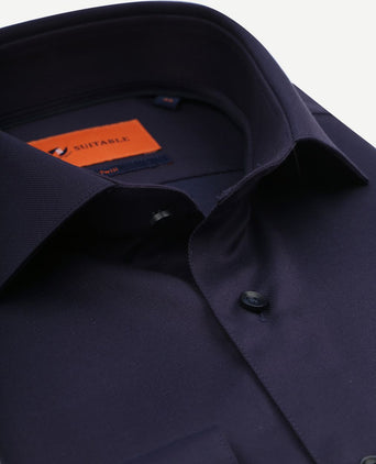 Suitable overhemd paars twill aubergine | Slim-fit