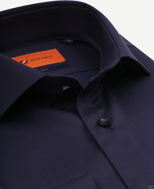 Suitable overhemd paars twill aubergine | Slim-fit