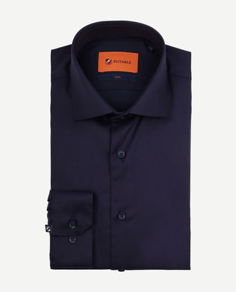 Suitable overhemd paars twill aubergine | Slim-fit