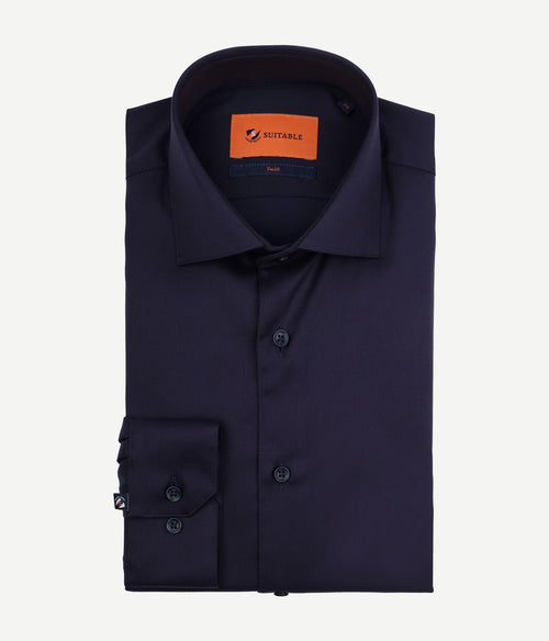 Suitable overhemd paars twill aubergine | Slim-fit