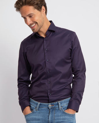 Overhemd paars twill aubergine