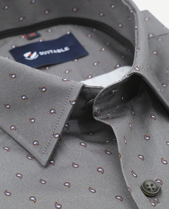 Suitable overhemd paisley antraciet | Slim-fit