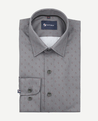 Suitable overhemd paisley antraciet | Slim-fit