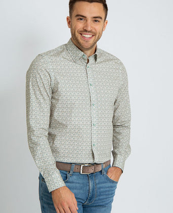 Suitable overhemd paisley groen | Slim-fit