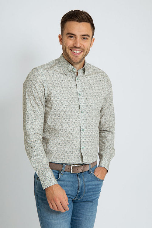 Suitable overhemd paisley groen | Slim-fit