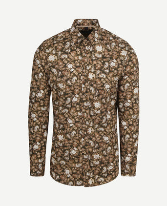 Overhemd paisley groen beige