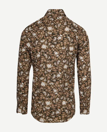 Overhemd paisley groen beige