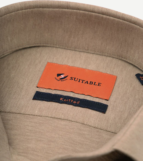 Suitable overhemd pique beige | Slim-fit