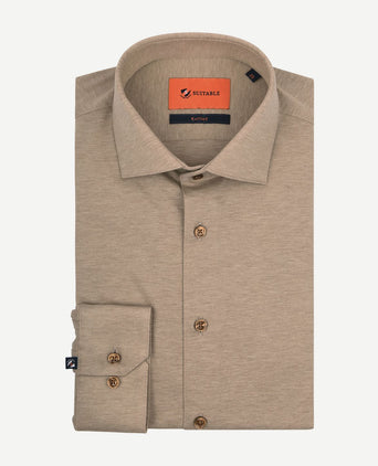 Suitable overhemd pique beige | Slim-fit