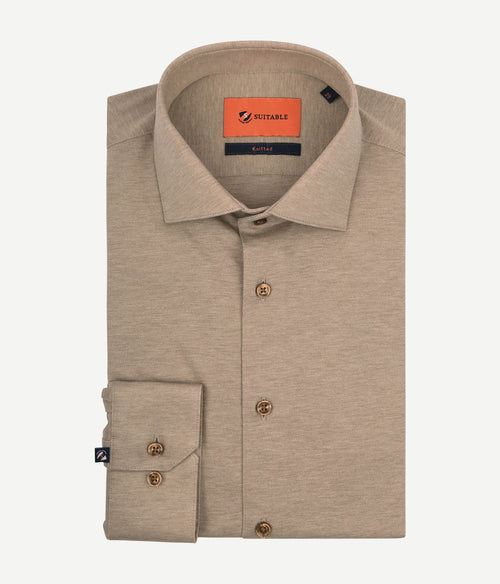 Suitable overhemd pique beige | Slim-fit