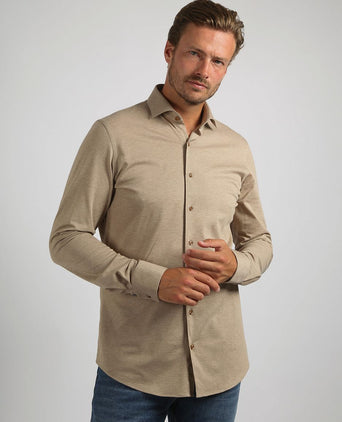 Suitable overhemd pique beige | Slim-fit