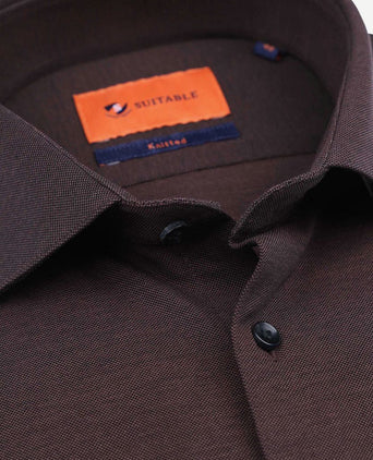Suitable overhemd pique bruin | Slim-fit