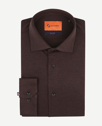 Suitable overhemd pique bruin | Slim-fit