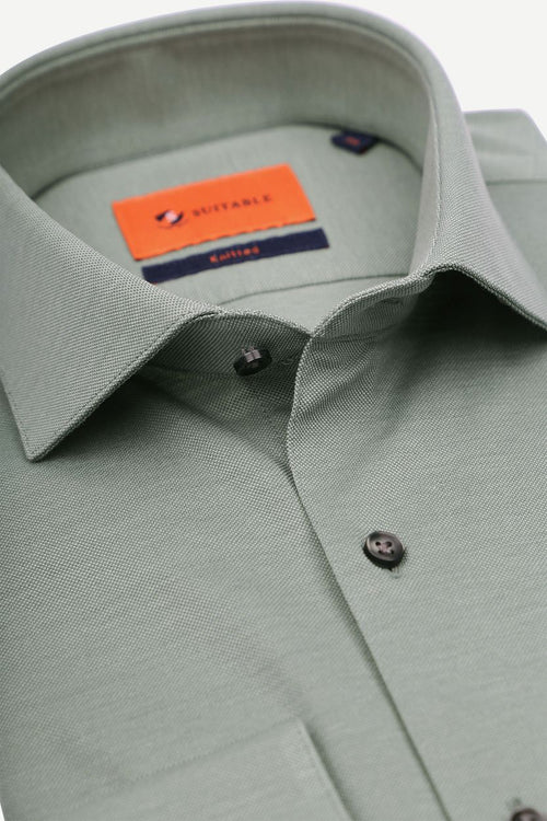 Suitable overhemd pique groen | Slim-fit