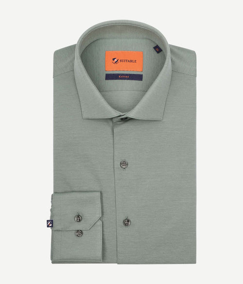 Suitable overhemd pique groen | Slim-fit