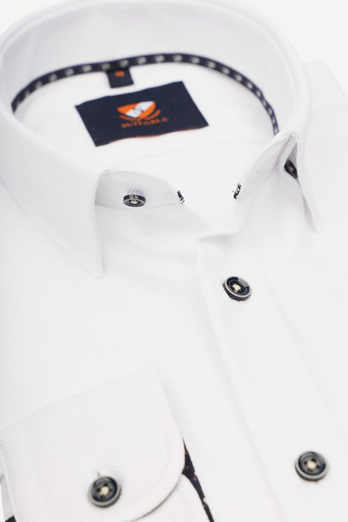 Suitable overhemd pique wit 267-1 | Slim-fit