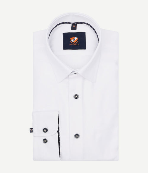 Suitable overhemd pique wit 267-1 | Slim-fit