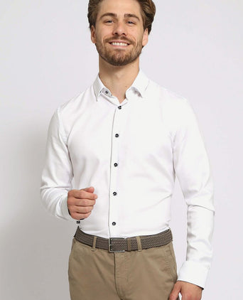 Suitable overhemd pique wit 267-1 | Slim-fit